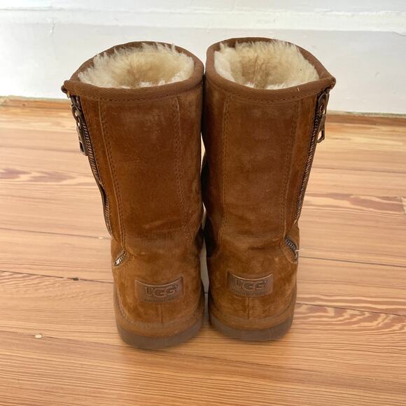 UGG – Brown Suede Sherpa‑Lined Zipper Detail Boots - Picture 6 of 11
